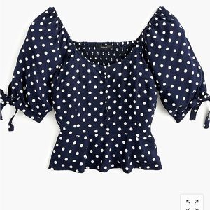 J.Crew Cropped polka dot top in soft rayon